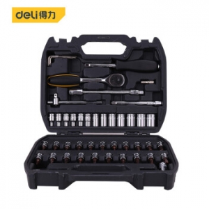 得力(deli)套筒工具套装 套筒组套棘轮扳手组合 汽车维修小飞46件套6.3mm系列 DL1046